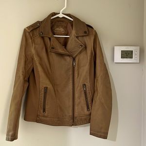 NWT Vegan Leather Tan Moto Jacket